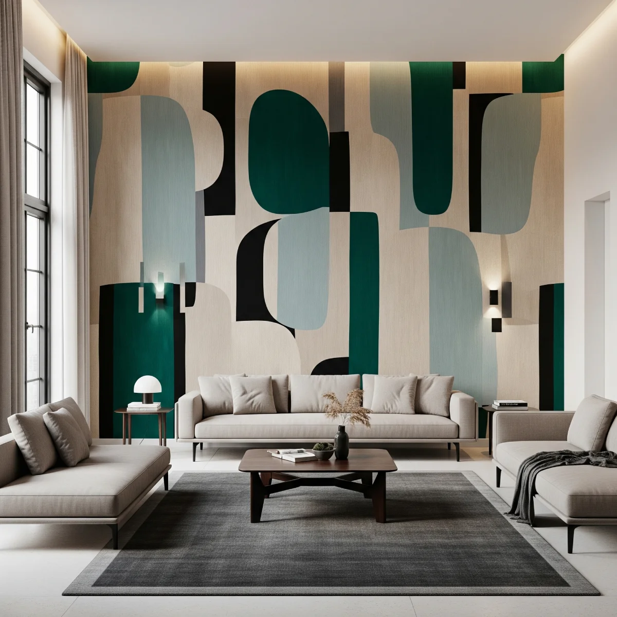 carta da parati applicata in salotto